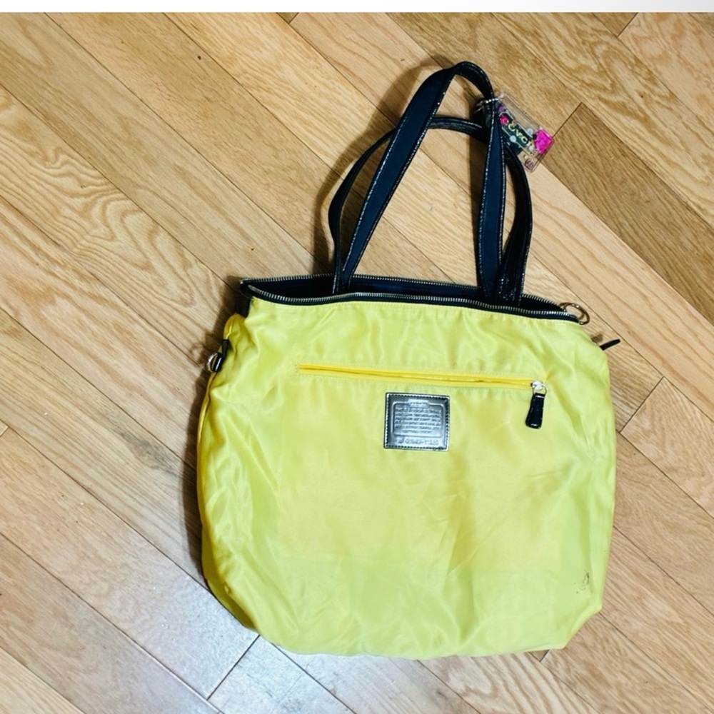 Coach Poppy Navy Blue Signature Nylon Tote - Picture 7 of 9